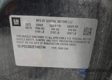 2014 Chevrolet Cruze Ltz from USA, damaged, VIN 1G1PG5SB2E7486744